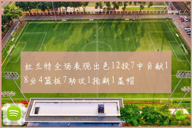 杜兰特全场表现出色12投7中贡献18分4篮板7助攻1抢断1盖帽